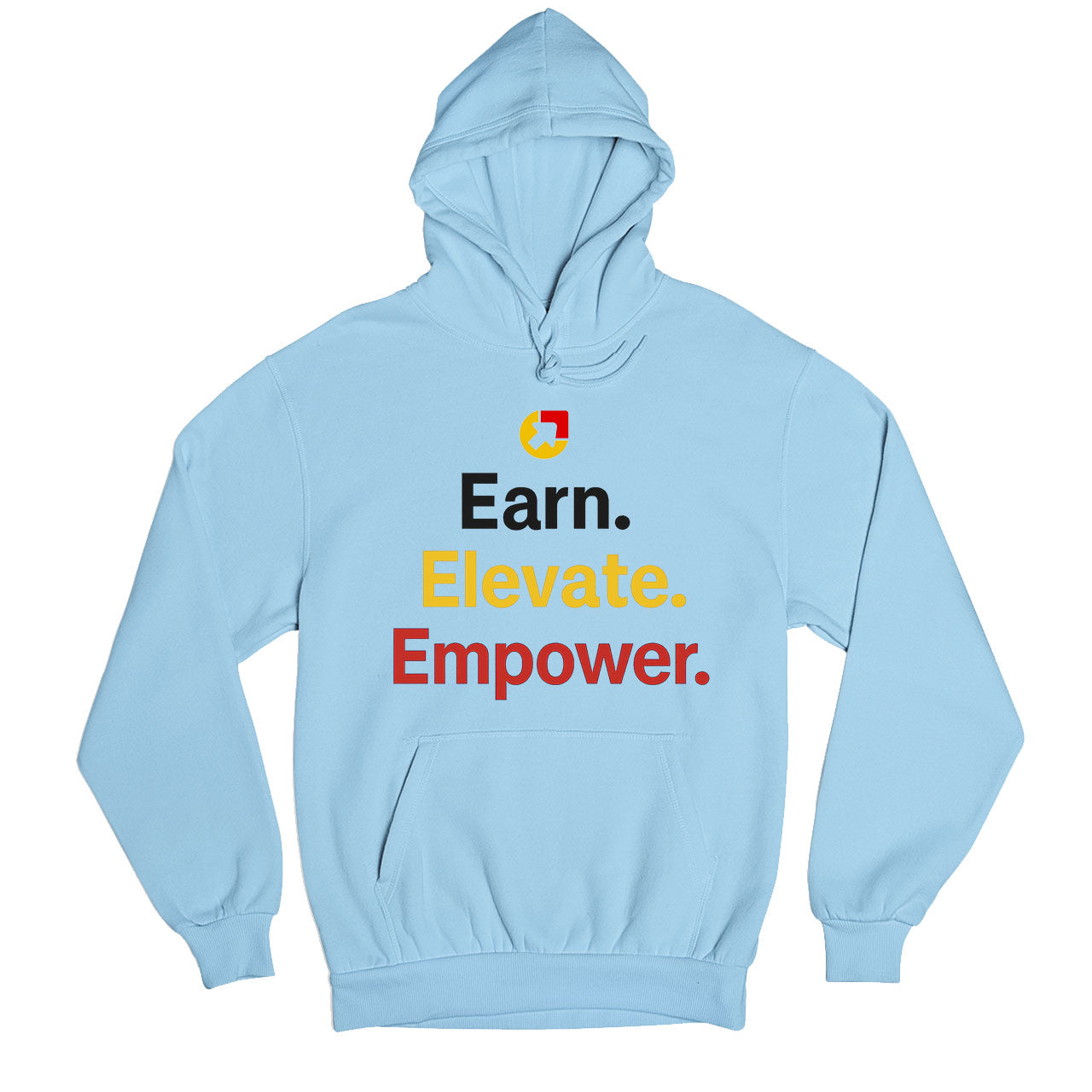 risers club earn elevate empower hoodie hooded sweatshirt winterwear printed graphic stylish buy online india the banyan tee tbt men women girls boys unisex baby blue