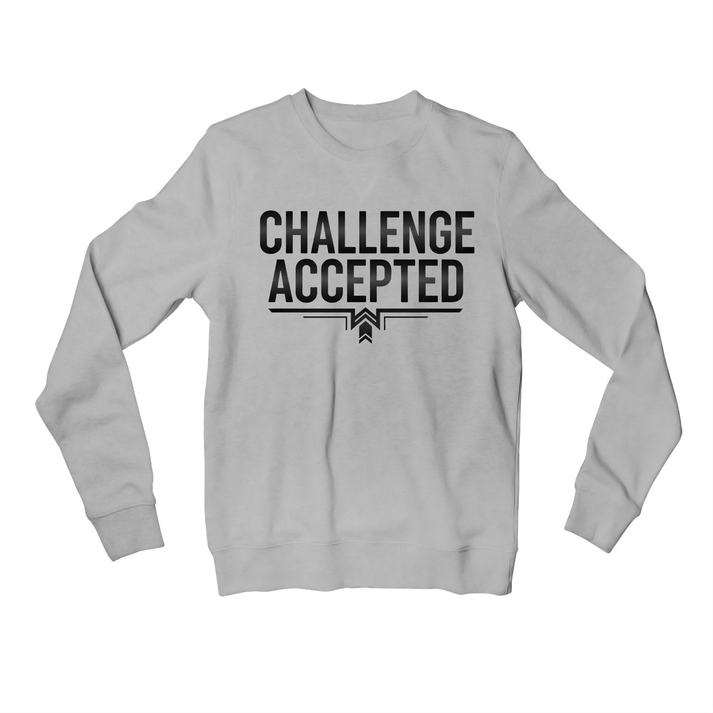 risers club challenge accepted sweatshirt upper winterwear printed graphic stylish buy online india the banyan tee tbt men women girls boys unisex gray