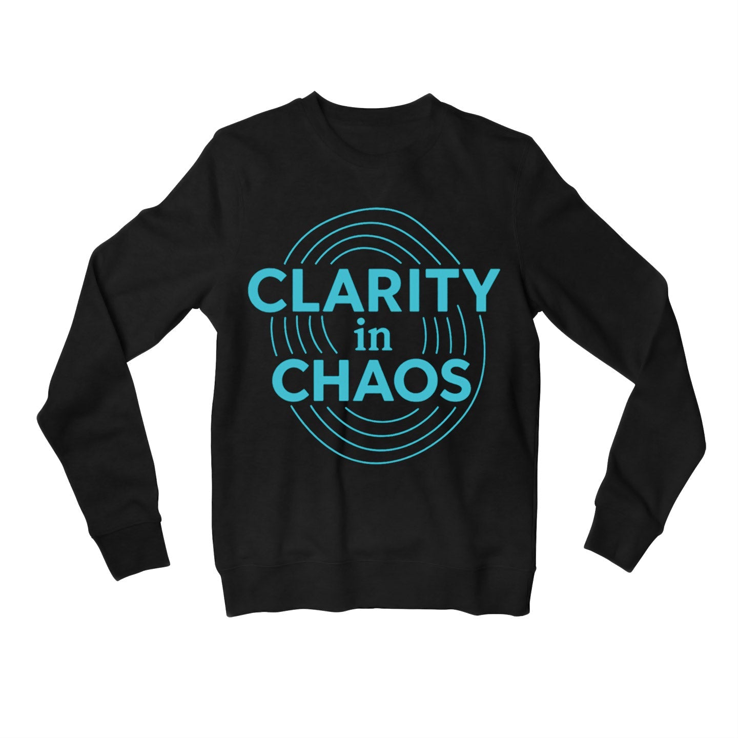 risers club clarity in chaos sweatshirt upper winterwear printed graphic stylish buy online india the banyan tee tbt men women girls boys unisex black