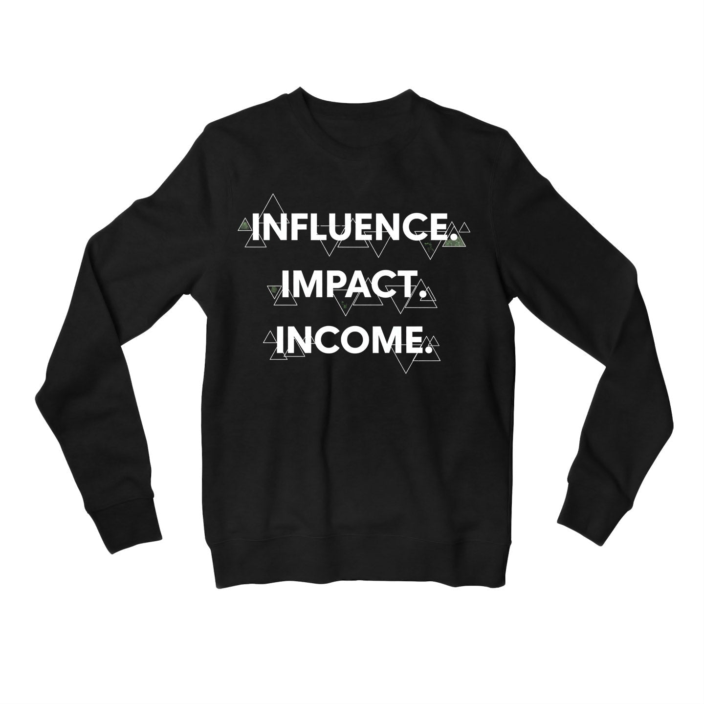 risers club influence impact income sweatshirt upper winterwear printed graphic stylish buy online india the banyan tee tbt men women girls boys unisex black