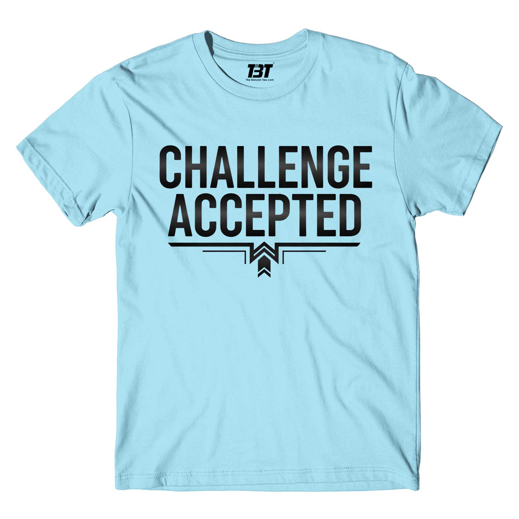 risers club challenge accepted t-shirt printed graphic stylish buy online india the banyan tee tbt men women girls boys unisex baby blue
