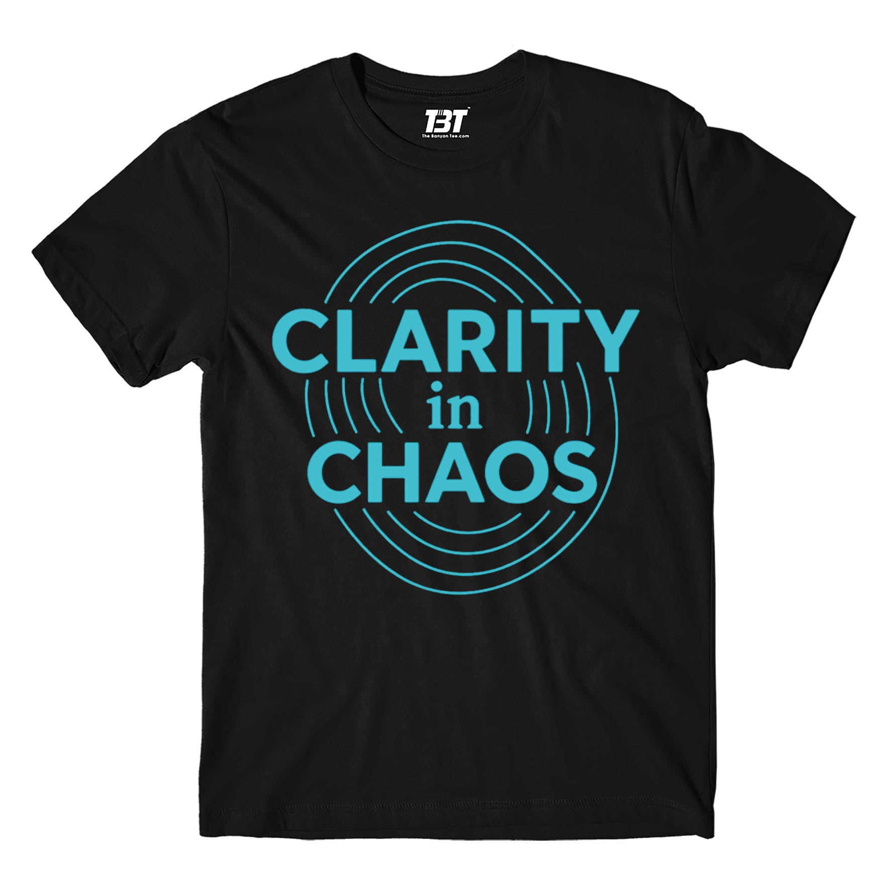 risers club clarity in chaos t-shirt printed graphic stylish buy online india the banyan tee tbt men women girls boys unisex black