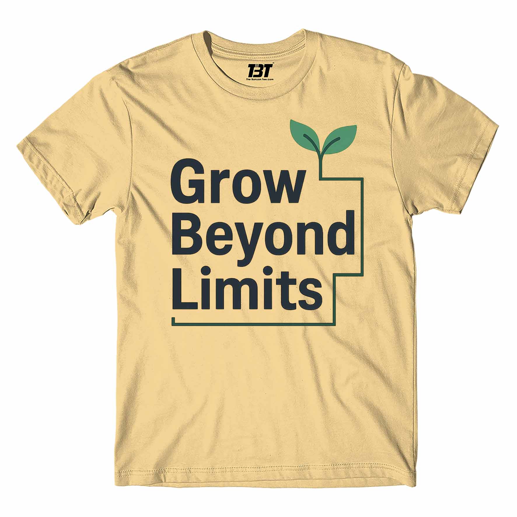 risers club grow beyond limits t-shirt printed graphic stylish buy online india the banyan tee tbt men women girls boys unisex beige