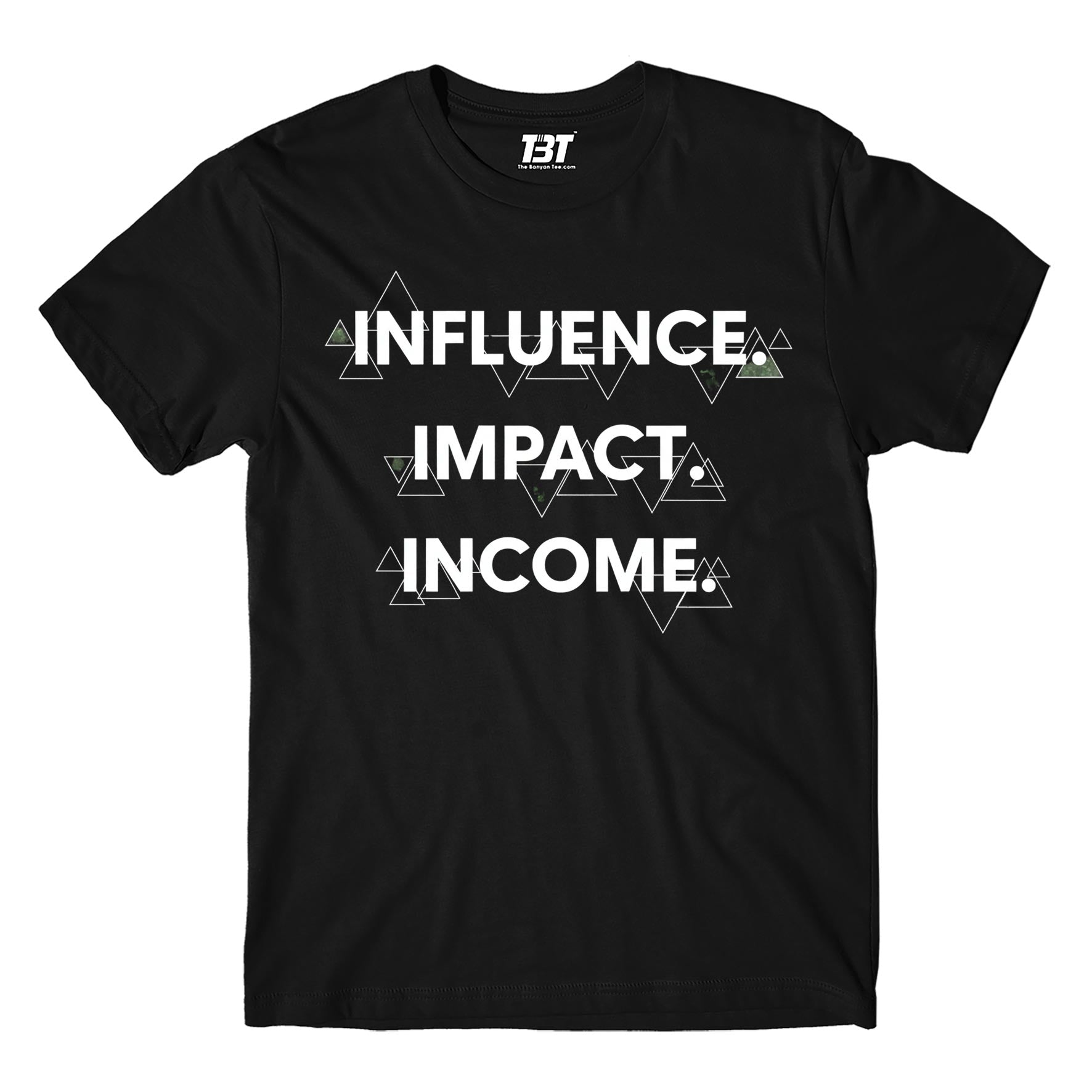 risers club influence impact income t-shirt printed graphic stylish buy online india the banyan tee tbt men women girls boys unisex black