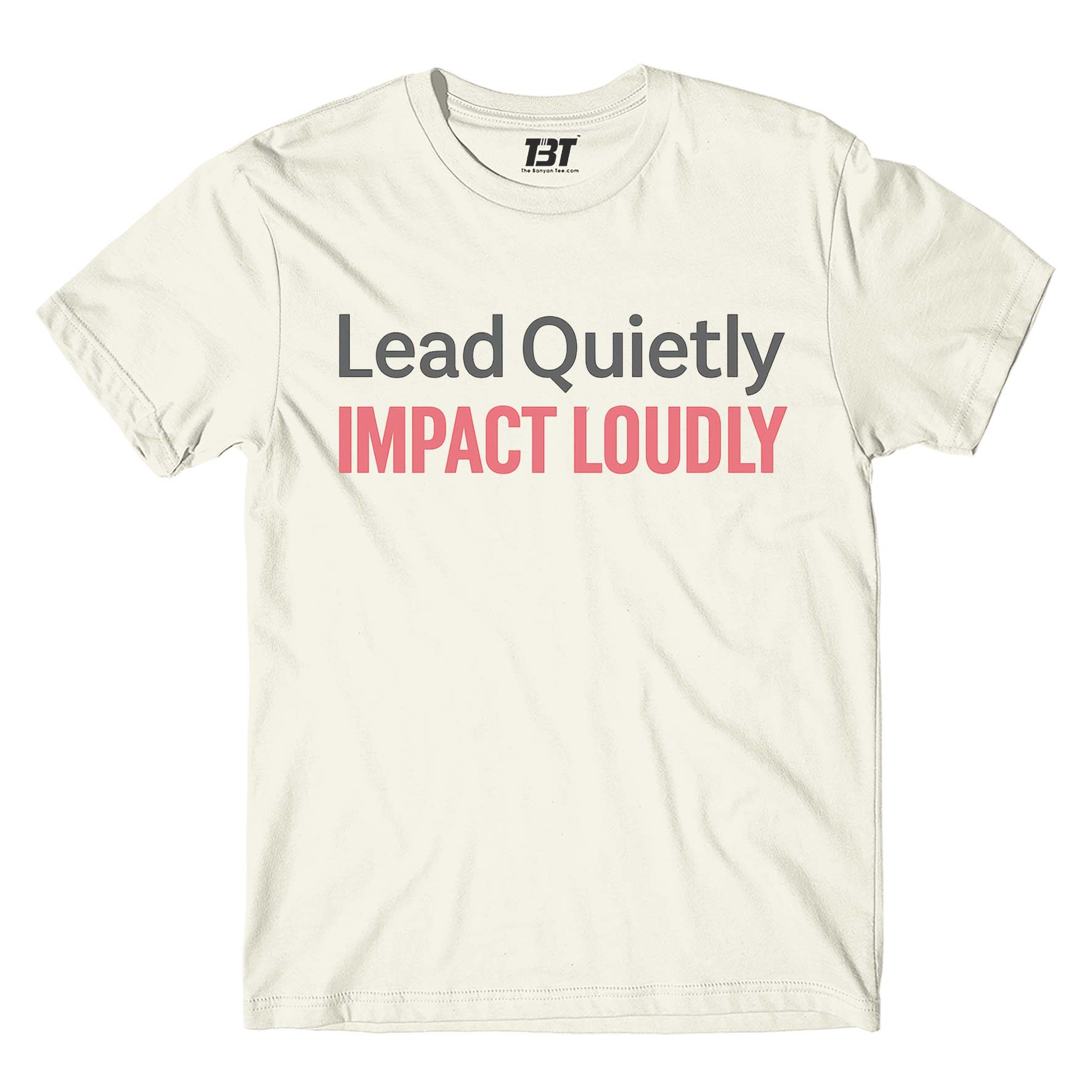 risers club lead quitely impact loudly t-shirt printed graphic stylish buy online india the banyan tee tbt men women girls boys unisex off white