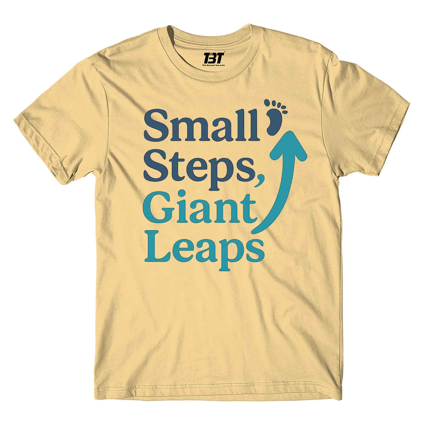 risers club small steps giant leaps t-shirt printed graphic stylish buy online india the banyan tee tbt men women girls boys unisex beige