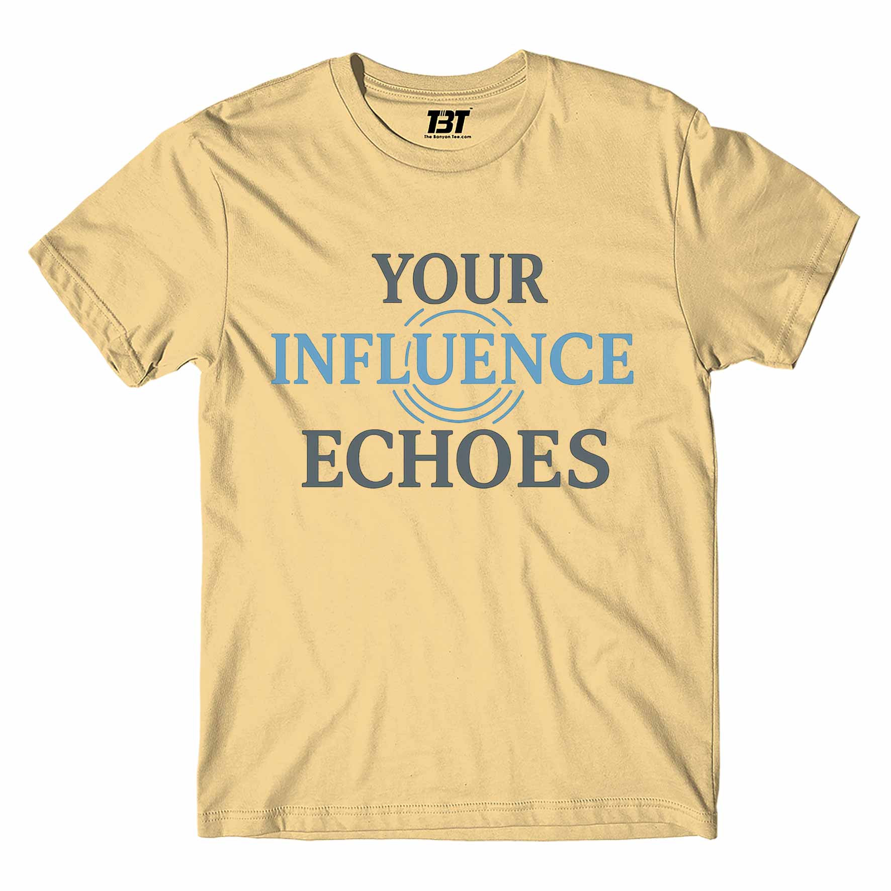 risers club your influence echoes t-shirt printed graphic stylish buy online india the banyan tee tbt men women girls boys unisex beige